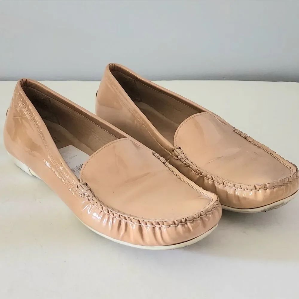 Stuwart Weitzman flats leather women's 7.5 patent leather camel color